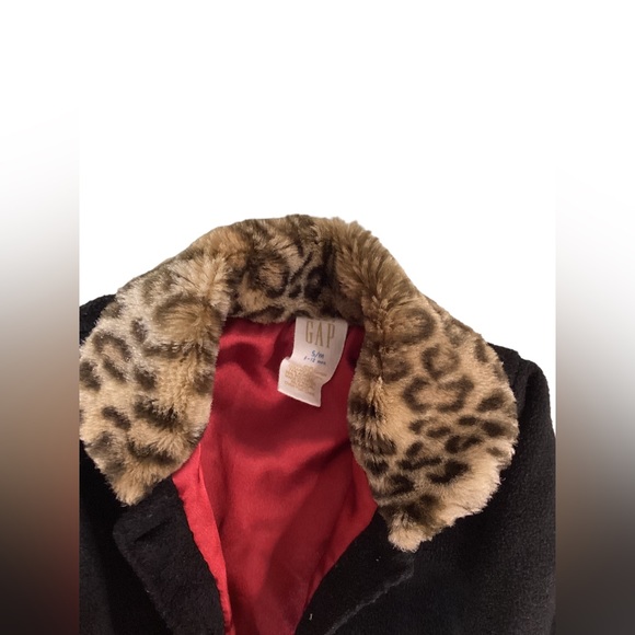 Baby GAP Girl Jacket Coat 6-12 month Black Red Leopard Animal Print Button Down - Picture 3 of 5